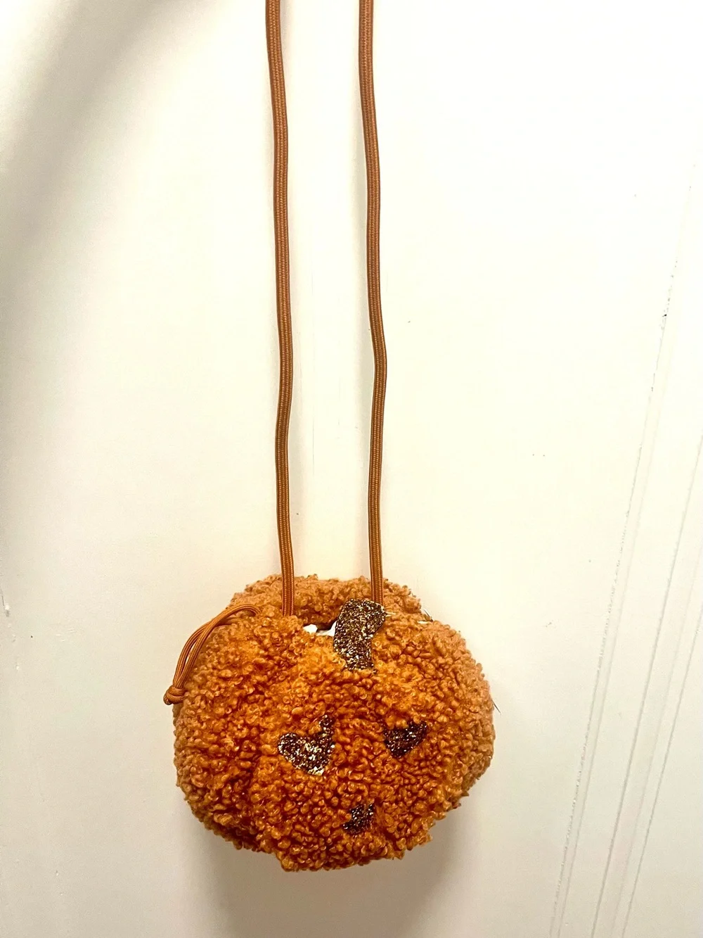 New With Tags! Zara Kids Fleece Pumpkin Jack-o-Lantern Bag Halloween Purse